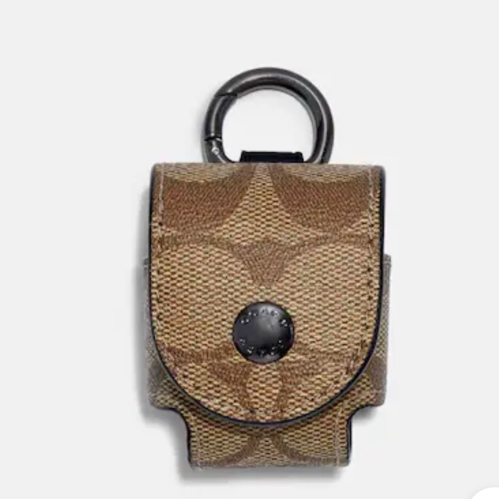 Coach Wireless Earbud Case Bag Charm In Signature Canvas